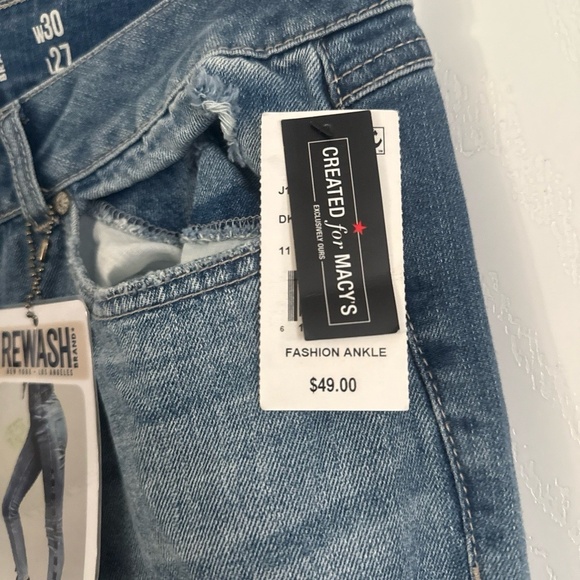 NWT Rewash Juniors Lace-up Skinny Jeans Blue Frayed Hem 30" x 27" - Picture 4 of 7